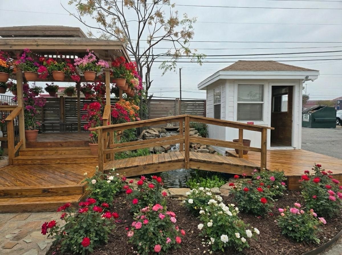 Gazebo and rose bridge rendering